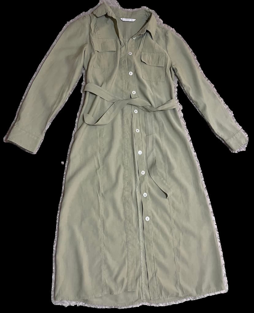 Stradivarius green buttoned long dress