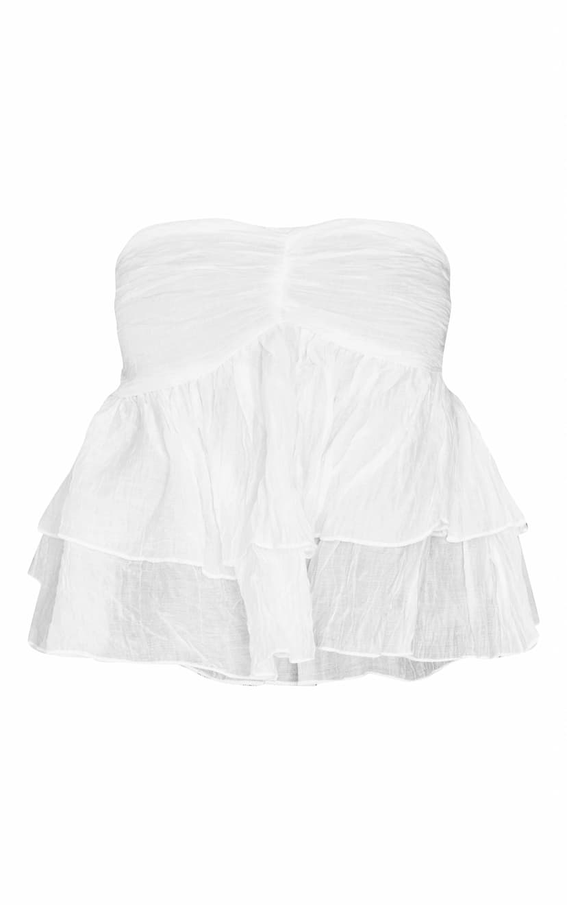 WHITE SHEER COTTON TIERED CROP TOP