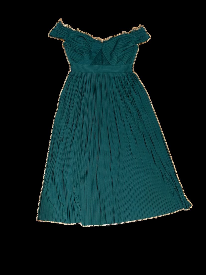 ASOS Forest green bridesmaid plissé dress