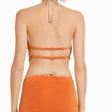 Bershka orange top glitter straps