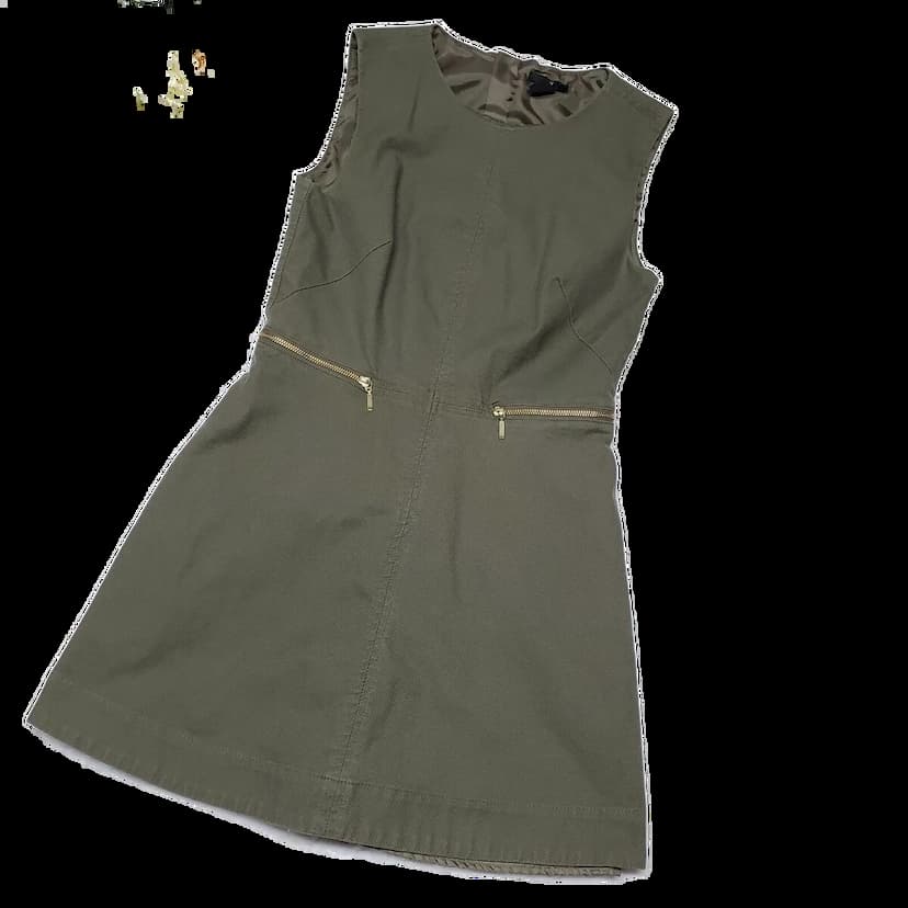 H&M Shoshanna Olive Green Canves Zipper Dress