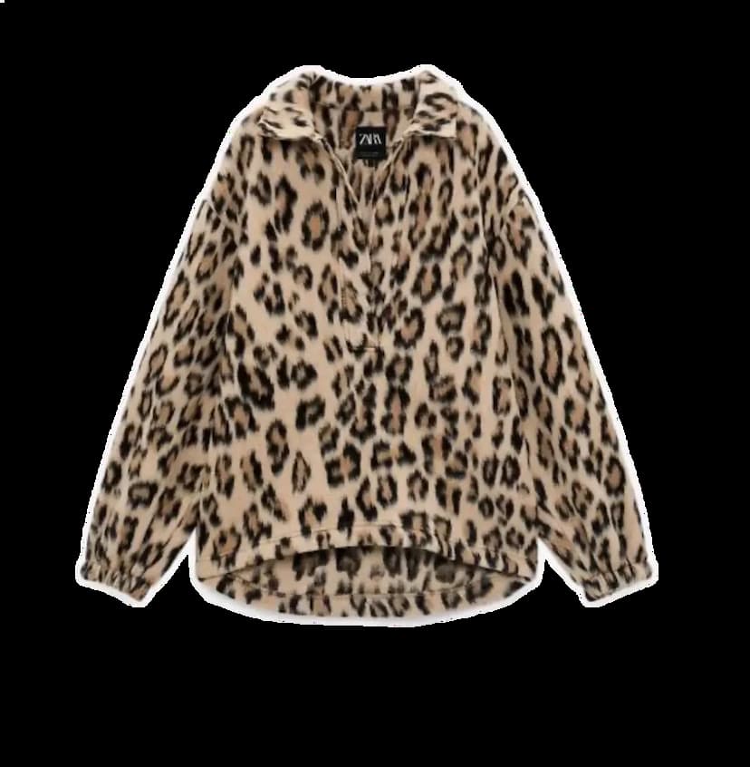 Zara Leopard Fleece Pullover